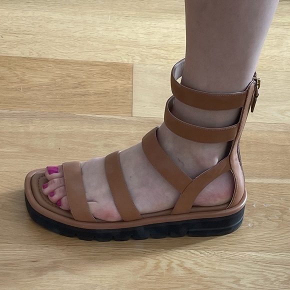 NWT Stuart Weitzman Gala Lift Gladiator Tan Sandals sz 8 - Picture 2 of 5